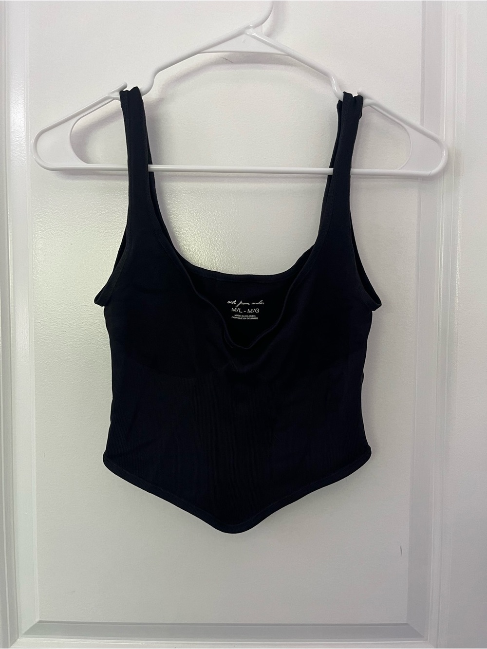 Black Ribbed Corset Tank Top